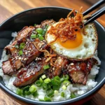Char Siu Beef Bowl With Crispy Fried Shallots & Sunny-side