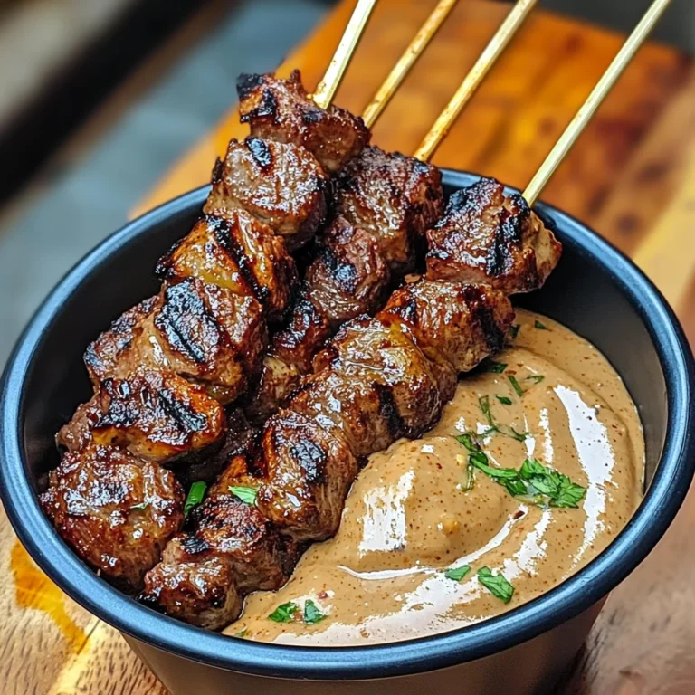 Grilled Beef Skewers With Creamy Peanut Sauce