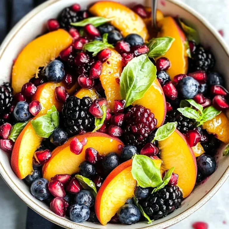 Honey Lime Basil Peach Fruit Salad