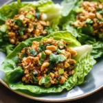 Peanut Chicken Lettuce Wraps with Ginger Garlic Sauce