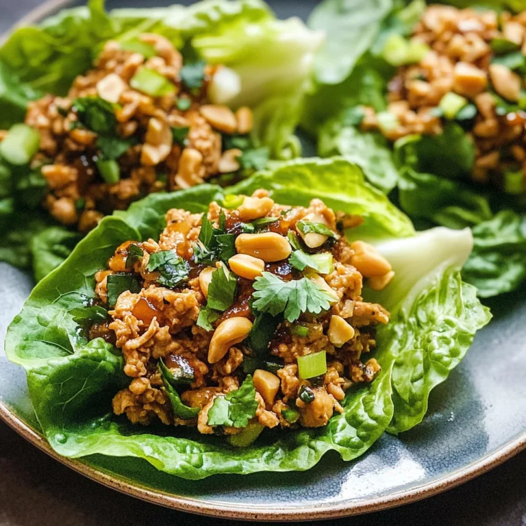 Peanut Chicken Lettuce Wraps with Ginger Garlic Sauce