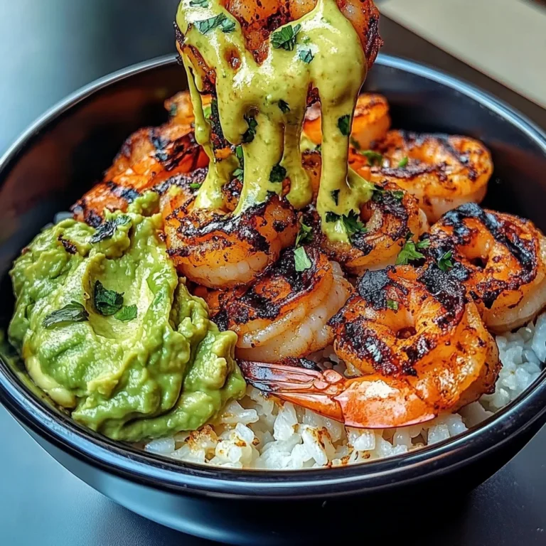 Shrimp Bowl With Avocado Guacamole & Creamy Sauce