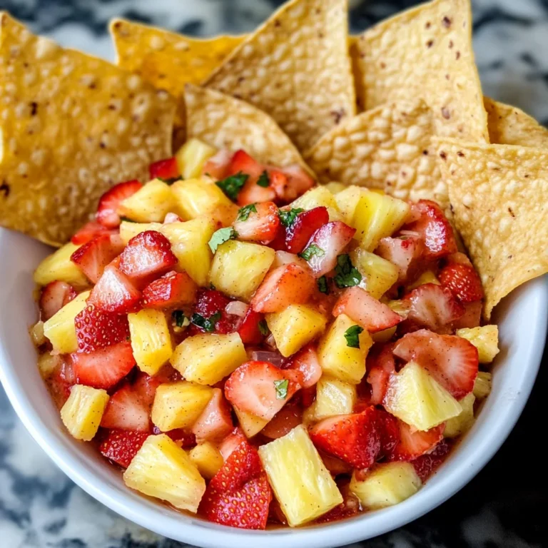 Strawberry Pineapple Fruit Salsa with Cinnamon Tortilla Chips