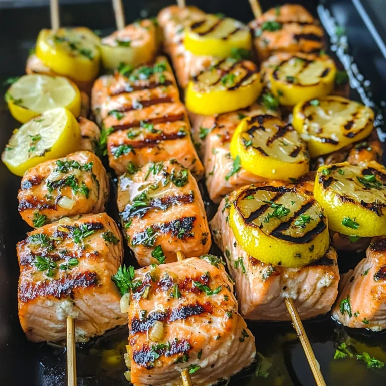 Grilled Salmon Skewers with Garlic and Dijon