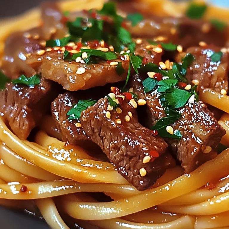 Sweet and Spicy Garlic Steak Pasta