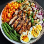 Grilled Chicken Protein Bowl with Eggs, Veggies & Creamy Dressing
