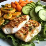 Grilled Fish Plate with Veggies & Fresh Greens