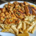 Seared Garlic Chicken Penne in Mozzarella Cajun Sauce
