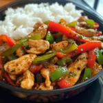 Spicy Chicken & Bell Pepper Stir-Fry with Rice