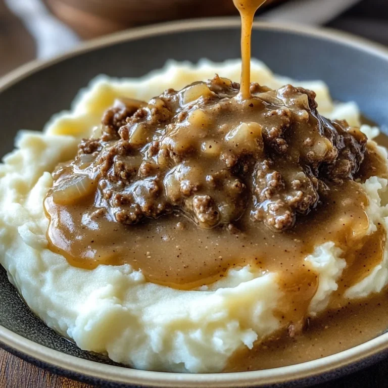 Delicious chicken chicken hamburger Gravy Over Mashed Potatoes