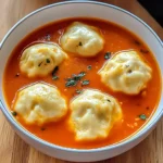 Tomato Soup with Cheese Dumplings